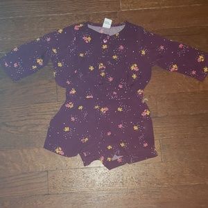 One Piece burgundy floral long sleeve romper